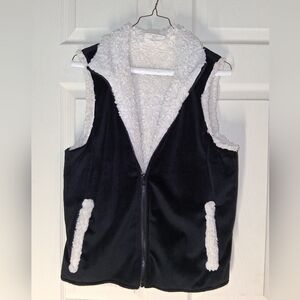 Women's Black and White Sherpa Vest